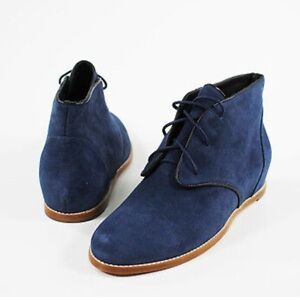 Rebecca Minkoff Women’s Blue Suede Ankle Lace-Up Demi Wedge Shoes Size 7.5